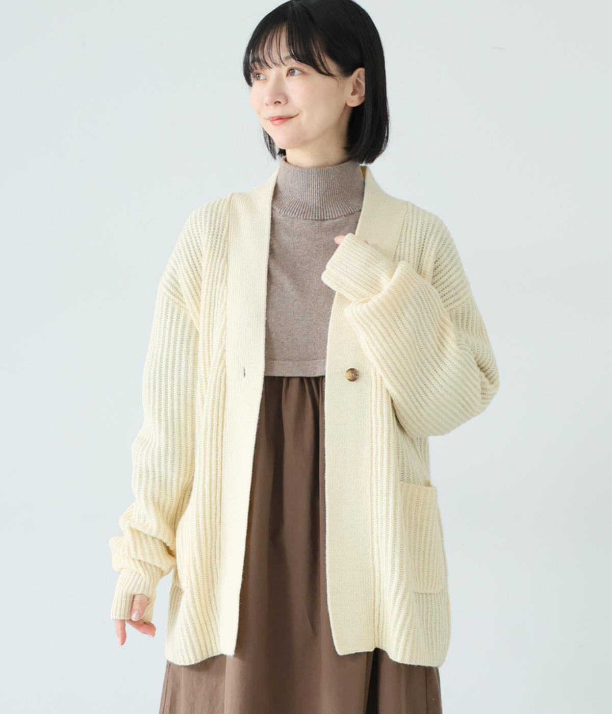 アルパカ混　カーディガン(ナチュラル-F)