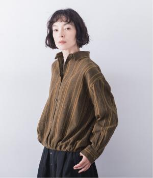 リネンコットン オリジナルランダムストライプ　シャツ(ブラウン-F)