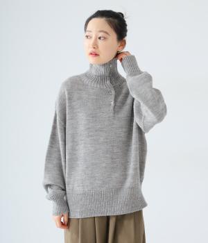ウールジャパンホールガーメント　ハイネックプルオーバー(グレー-F)