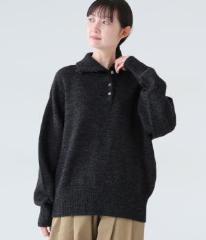 ウールジャパンホールガーメント　ハイネックプルオーバー(ブラック-F)