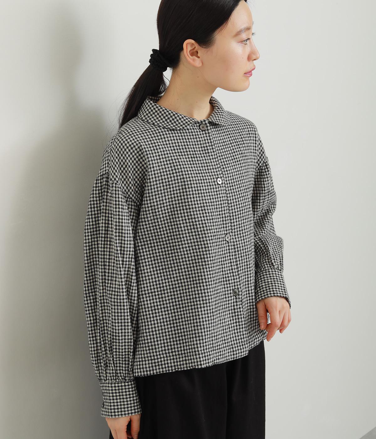 コットンリネン起毛ブロードチェック　シャツ(スモールギンガム-F)
