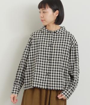 コットンリネン起毛ブロードチェック　シャツ(ビッグギンガム-F)
