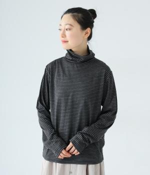 タートルネック　カットソー(グレー×ブラック-F)