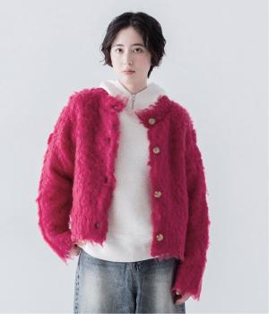 シャギーニット　ジャケットカーディガン(ピンク-F)