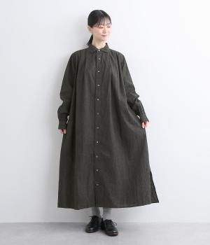 リネンコットンギンガムスミシャツワンピース