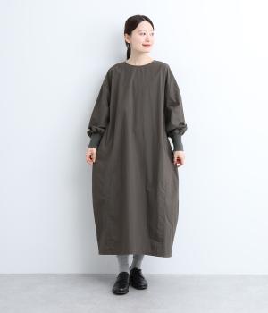 コットンナイロンストーンバイオワンピース(チャコール-F)