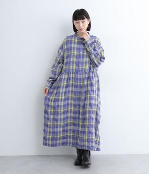 コットンウールタータンチェックシャツワンピース（ICHI Antiquites