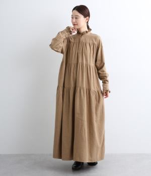 コットンメランジ　フリルティアードワンピース