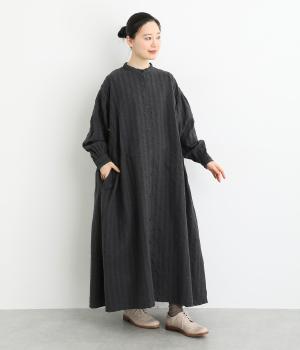ドビーチェック起毛　ワンピース(チャコール-F)