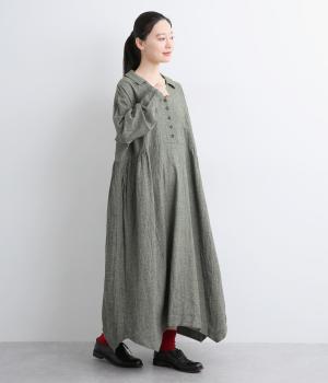 リネンコットンハウンドトゥース　ドレス