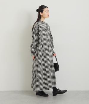 コットンリネン起毛ブロードチェック　ワンピース