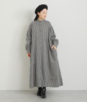 コットンリネン起毛ブロードチェック　ワンピース(スモールギンガム-F)