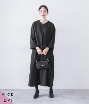 別注｜2wayジャケットプリーツアンサンブル(ブラック-L)