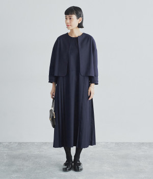 別注｜2wayジャケットプリーツアンサンブル(ネイビー-L)