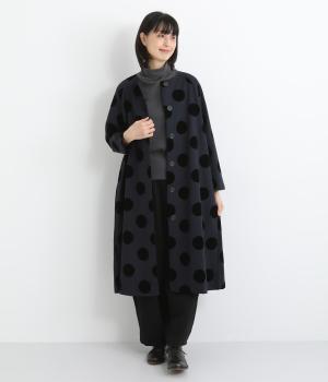 フロッキープリントラグランコート(ネイビー-F)