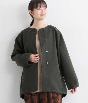 圧縮ニットコクーンジャケット(チャコール-F)