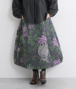 キルトスカート(ブルー総柄-F)