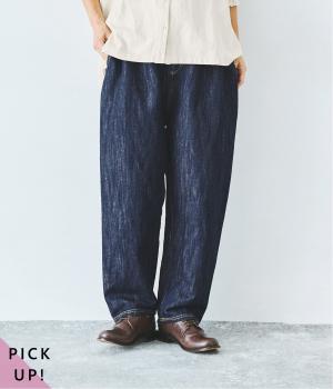 コットンリネンデニムパンツ(インディゴ-F)