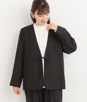 ポリエステル×レーヨンクリアーツイル前リボン結びジャケット