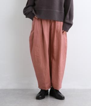 フレンチリネンキャンバスウエスト総ゴムタックパンツ
