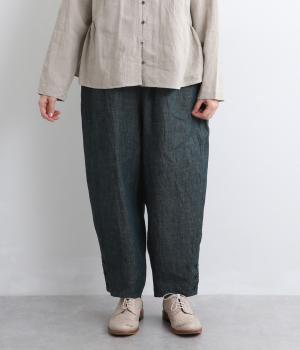 ヴィンテージリネンチノクロス　裾ボタンパンツ