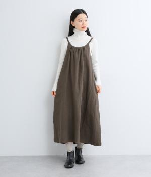 フレンチリネンメロウキャンバス後ろ紐キャミワンピース