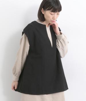 コットンウールツイルワッシャーV開きハーフベスト