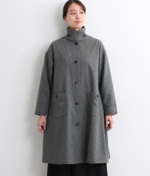 ウールフラノ襟タブ付き後ろタックコート