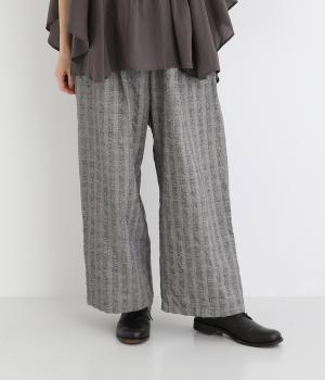 コットンドビーブラッシュライトクロスチェックワッシャー前リボンパンツ