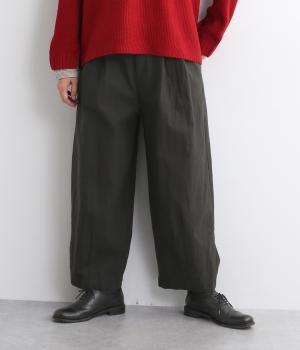 コットンリネンヘビーキャンバス裾釦開きパンツ(チャコール-F)