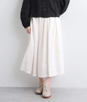 フレンチリネンキャンバス総ゴムタックスカート
