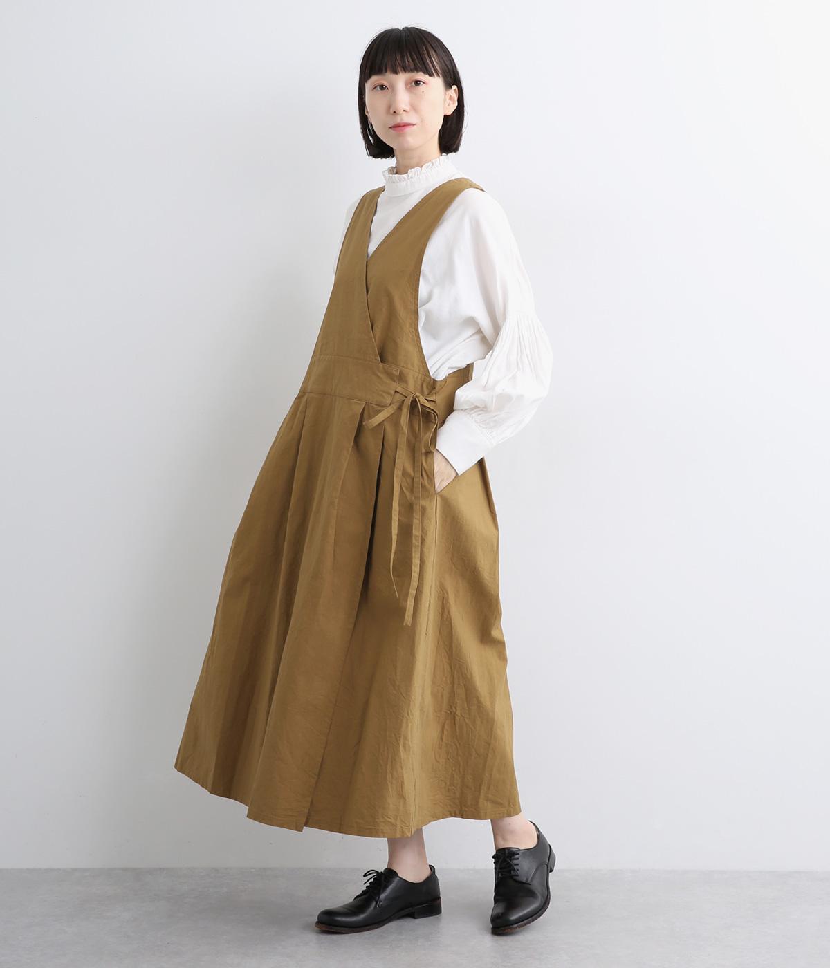 コットンカシュクールジャンパースカート(キャメル-ONESIZE)