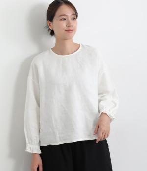 フレンチリネンブクルーネック袖ゴムプルオーバー