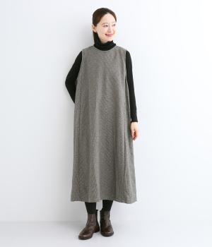 TWEDDYコットンウールライク後ろクロス開き脇タブワンピース