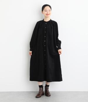 コットンシャツコール後ろ変形ヨーク前開きワンピース