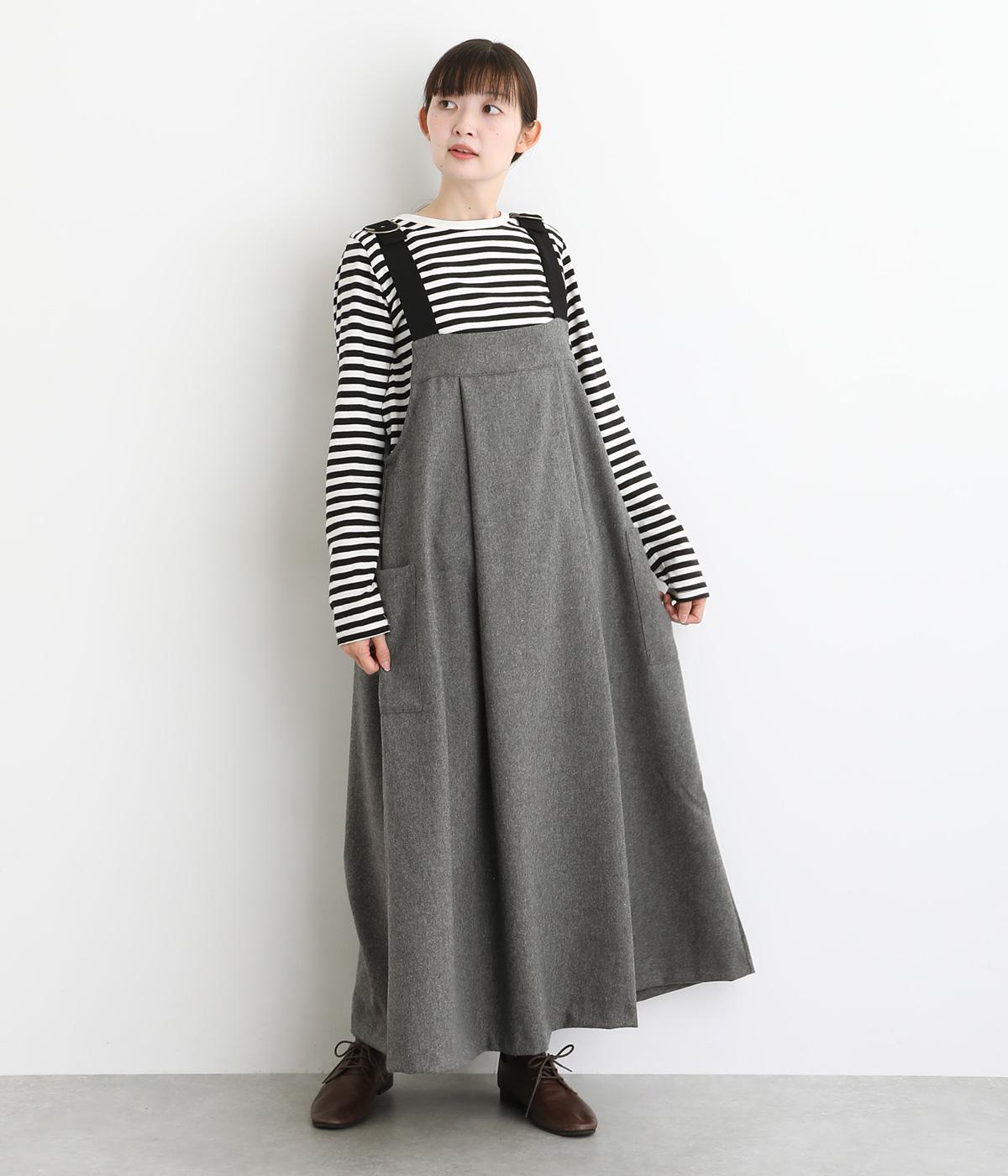 ウールフラノアウトポケットジャンパースカート(グレー-F)