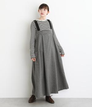 ウールフラノアウトポケットジャンパースカート(グレー-F)
