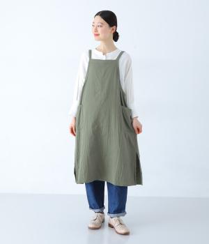 トリプルガーゼ　エプロンワンピース(グリーン-F)