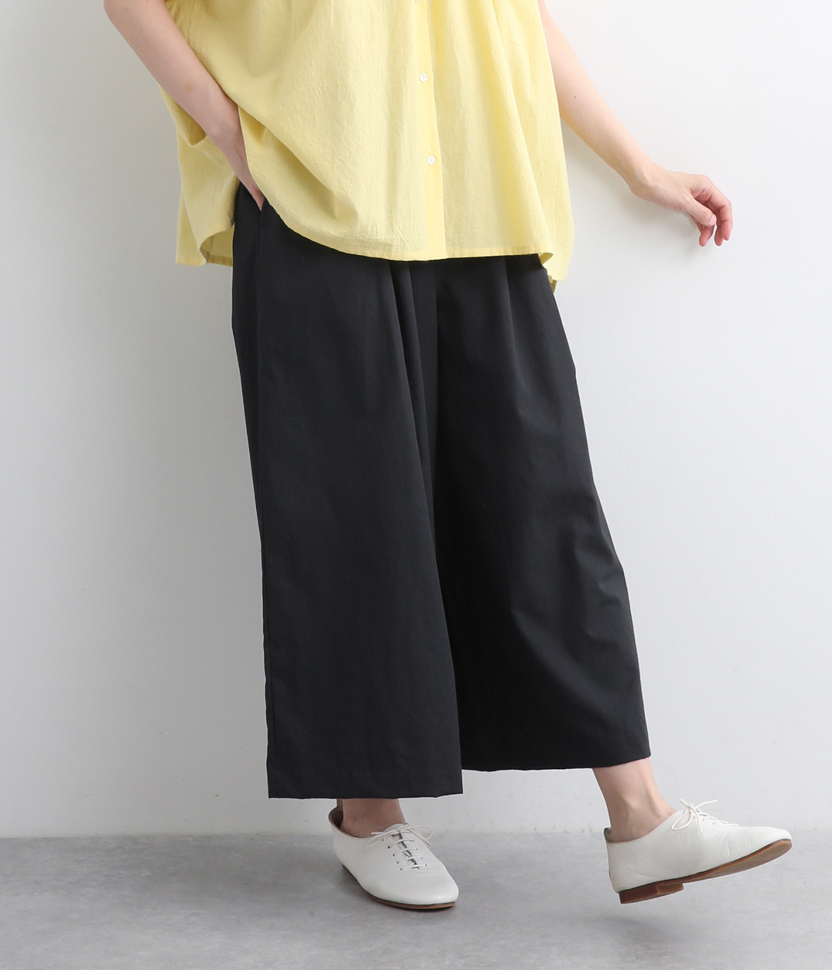 コットンリネンウェザー　タックキュロット