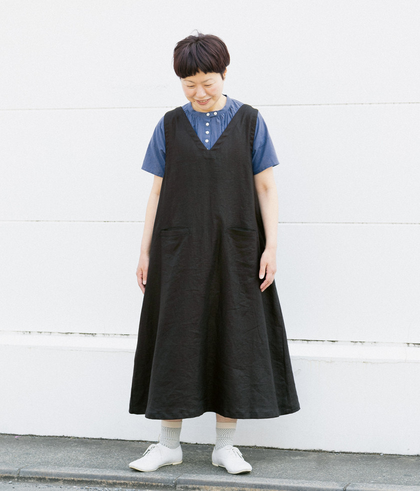 リネンレーヨンツイル　2wayジャンパースカート