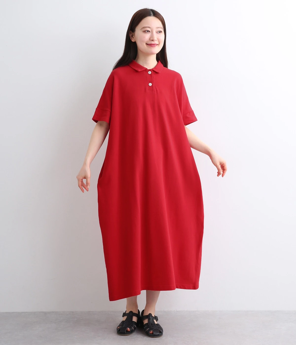 カノコ　ポロワンピース(レッド-ONESIZE)