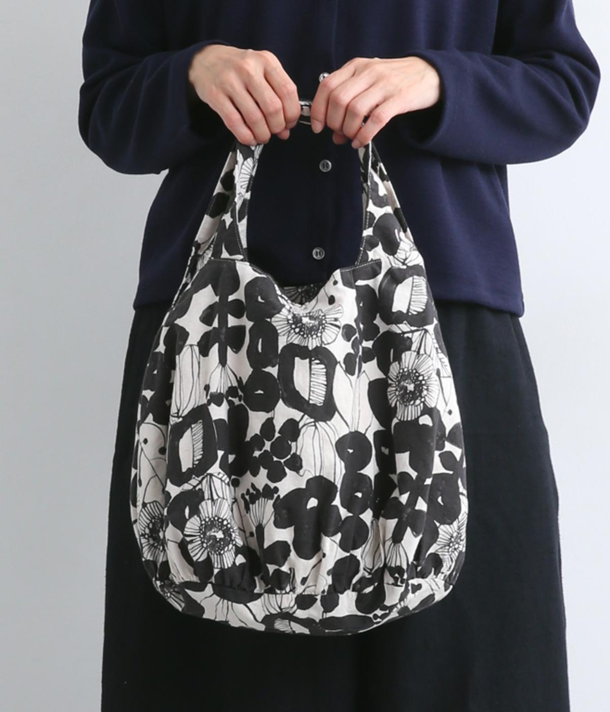 コットリネンボタニカル　ギャザーバッグ(ナチュラル-F)