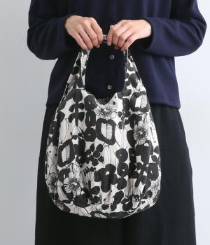 コットリネンボタニカル　ギャザーバッグ(ナチュラル-F)