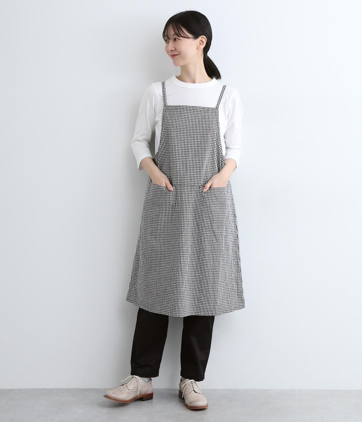 コットンリネンチェック　エプロンワンピース