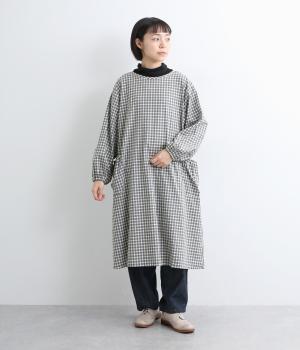 先染めTOP糸ギンガム　スモック(ブラック-F)