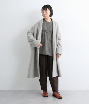 ウール混モッサ―　ローブコート(グレー-F)
