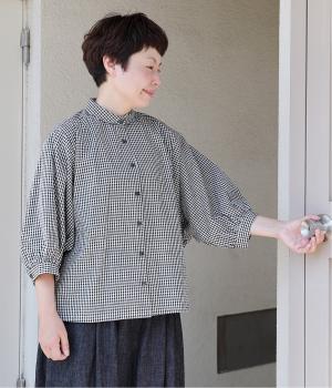 コットンリネンチェック　ミニョンブラウス