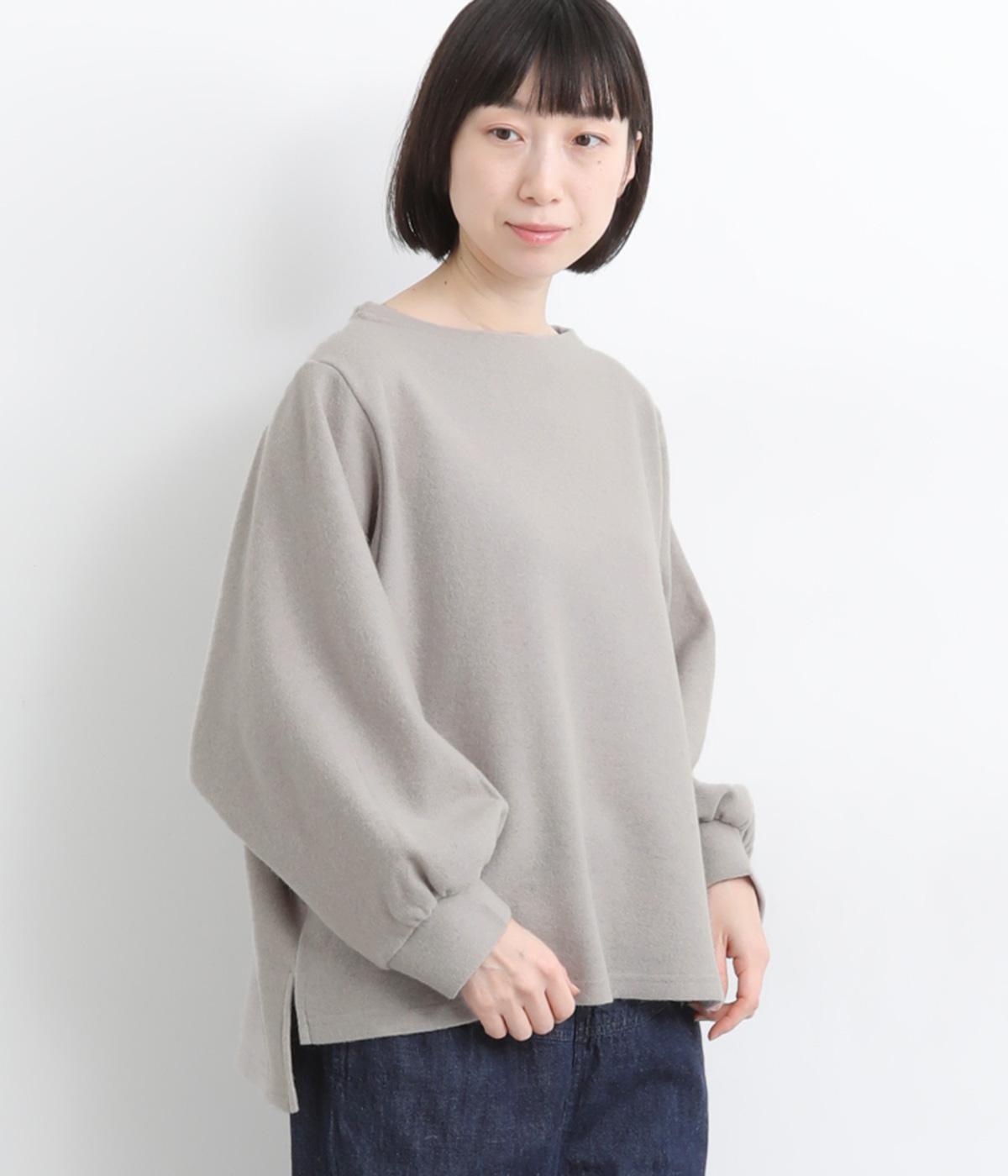 ウール混天竺　ワイドスリーブプルオーバー(グレー-F)
