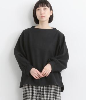 ウール混天竺　ワイドスリーブプルオーバー(ブラック-F)