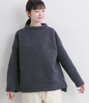 ボトルネック ニットプルオーバー(ネイビー-F)